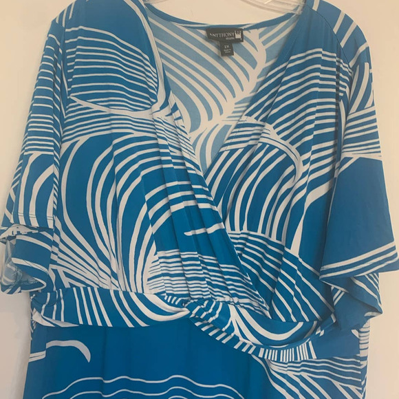 Antthony Design Originals Sz 2X Womens Faux Wrap Maxi Stretch Short Sleeve Dress - Picture 4 of 9